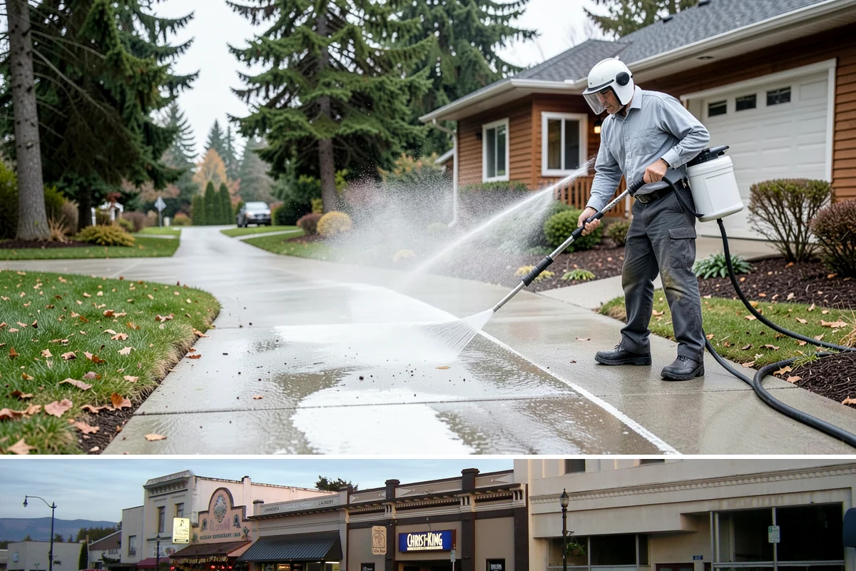 Concrete Wall Cleaning in Burlington, Skagit County, WA - Spring is a strong time to clear the algae that flourished through the wet winter, giving walls a clean start before summer.