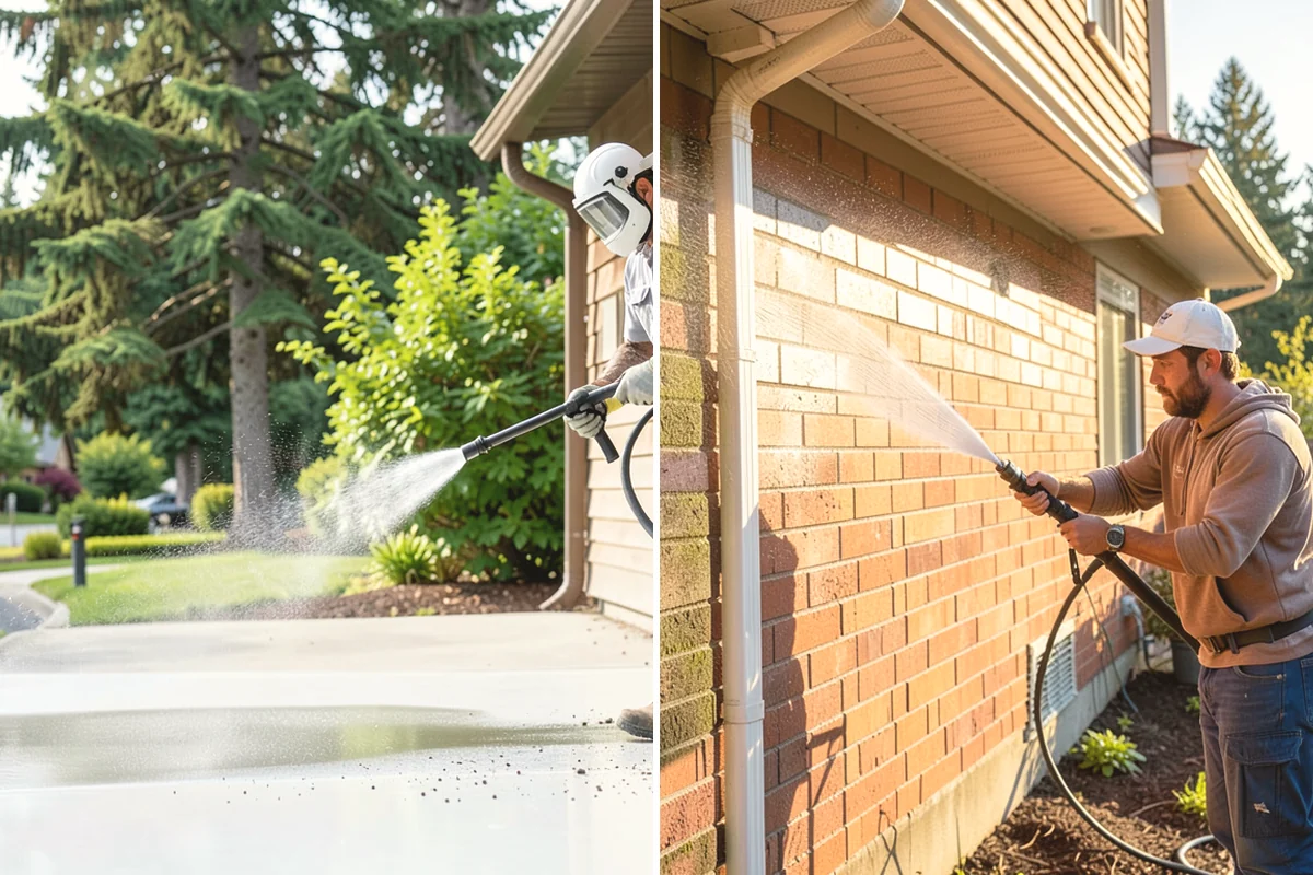 Concrete Wall Cleaning in Carbonado, Pierce County, WA - Protect adjacent plantings and cover nearby surfaces