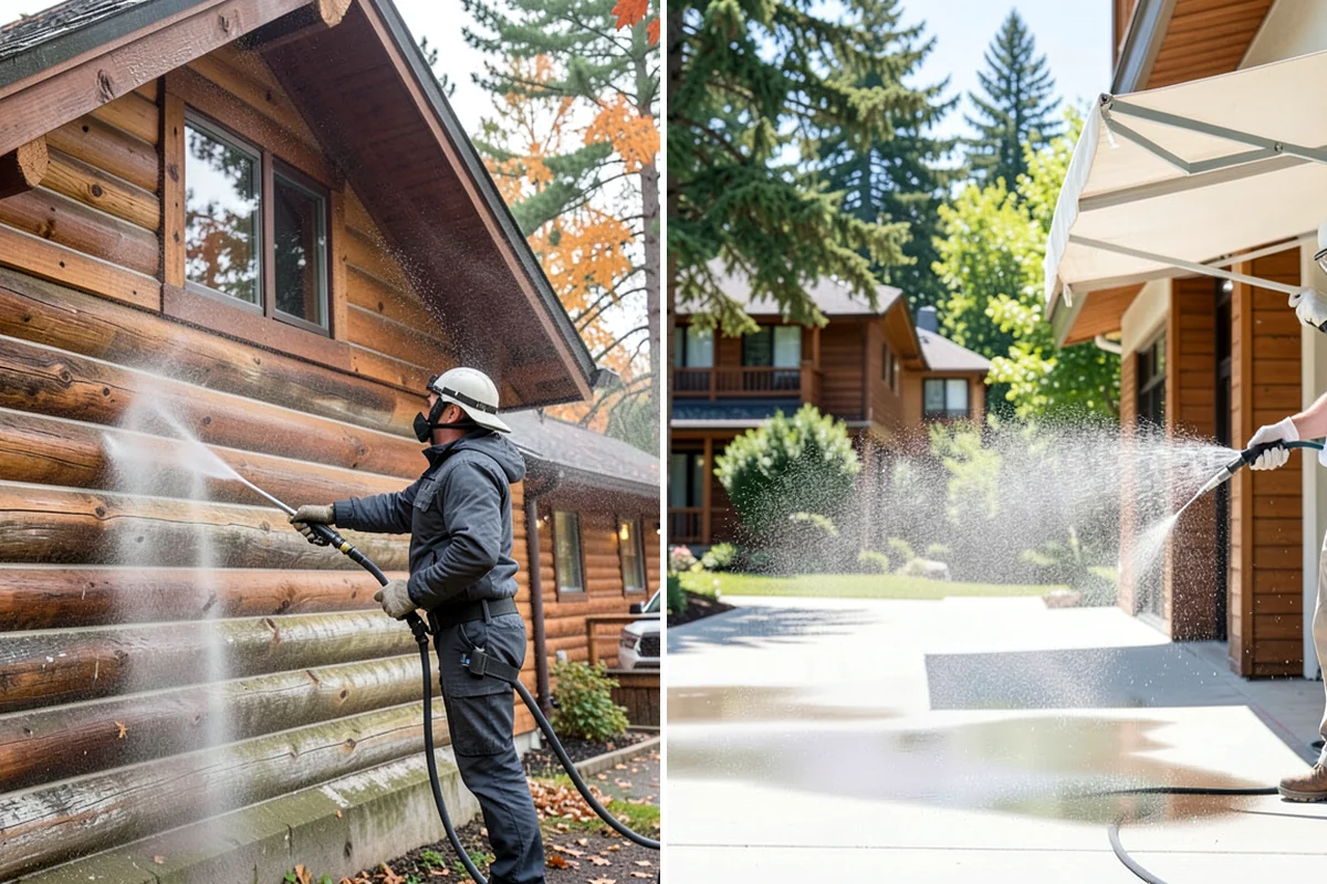 Concrete Wall Cleaning in Clyde Hill, King County, WA - Protect adjacent plantings and cover nearby surfaces