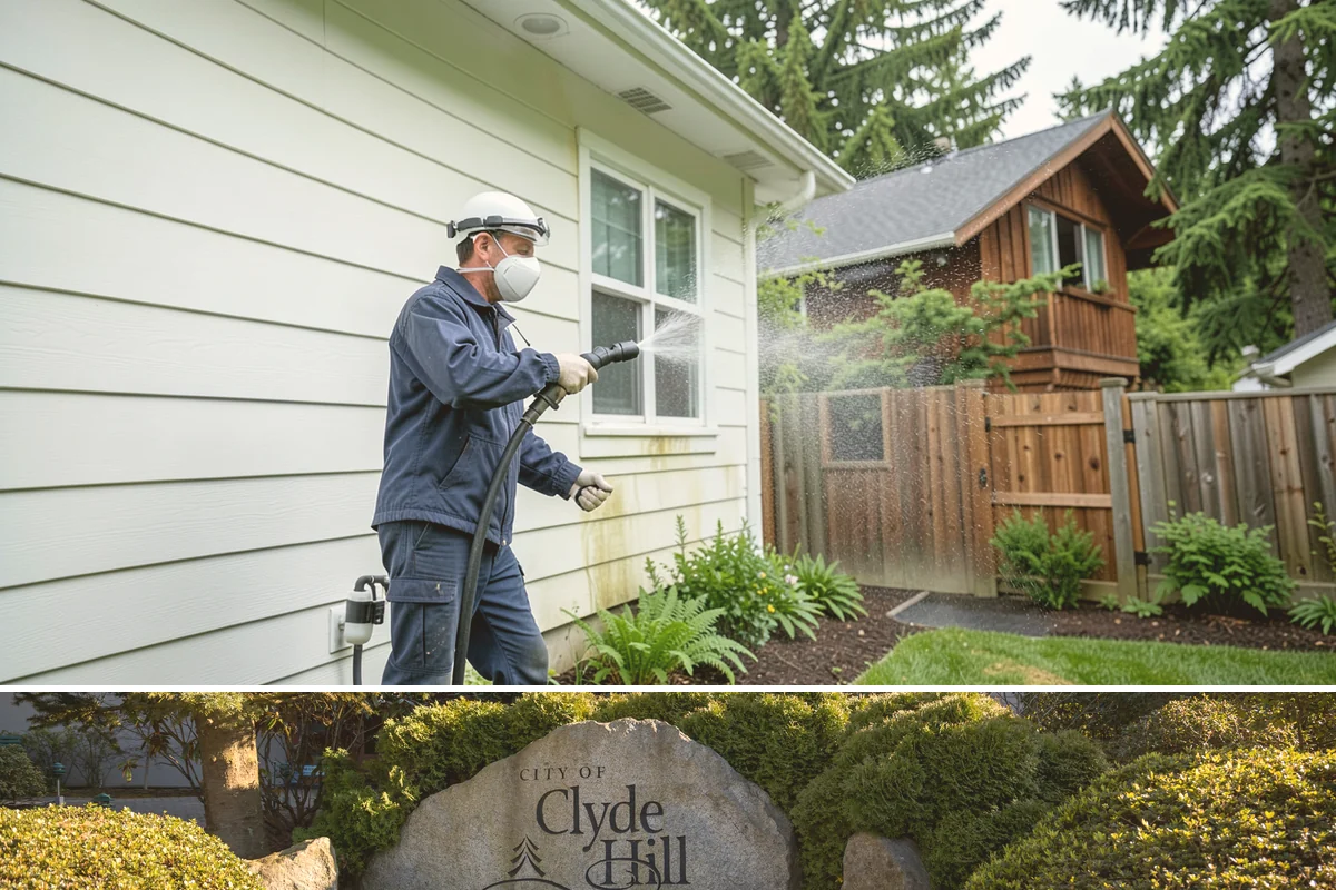 Concrete Wall Cleaning in Clyde Hill, King County, WA - Spring is a strong time to clear the algae that flourished through the wet winter, giving walls a clean start before summer.