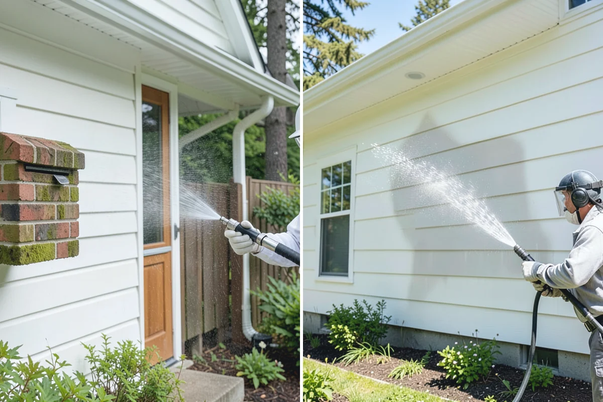 Concrete Wall Cleaning in Coupeville, Island County, WA - Protect adjacent plantings and cover nearby surfaces