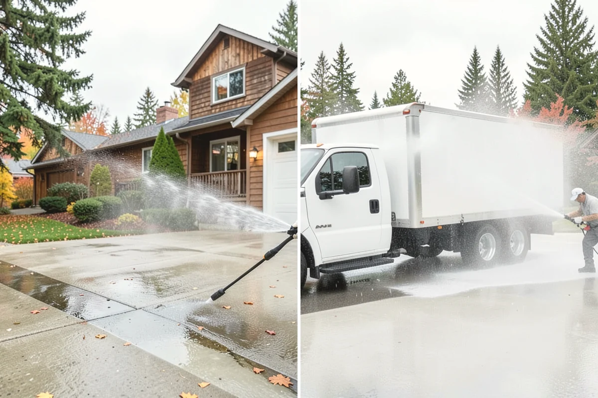 Concrete Wall Cleaning in Duvall, King County, WA - Protect adjacent plantings and cover nearby surfaces