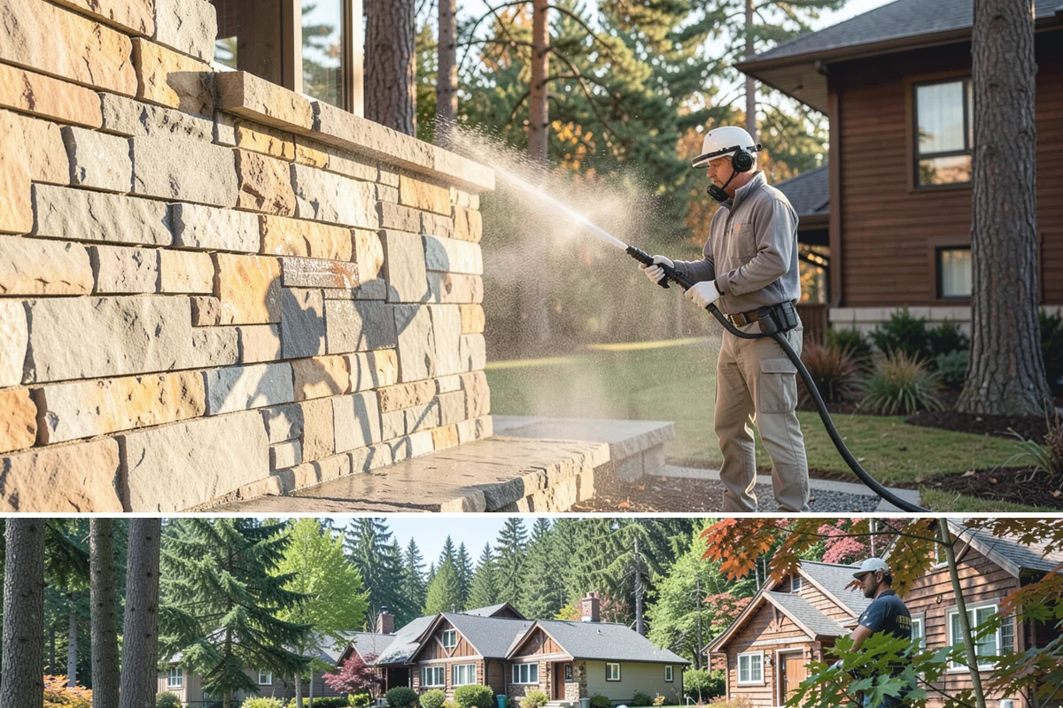 Concrete Wall Cleaning in Edgewood, Pierce County, WA - Spring is a strong time to clear the algae that flourished through the wet winter, giving walls a clean start before summer.