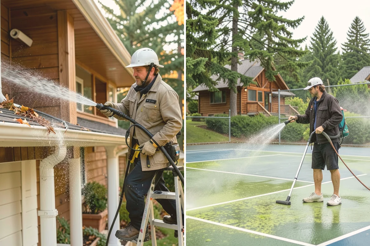 Concrete Wall Cleaning in Edmonds, Snohomish County, WA - Protect adjacent plantings and cover nearby surfaces