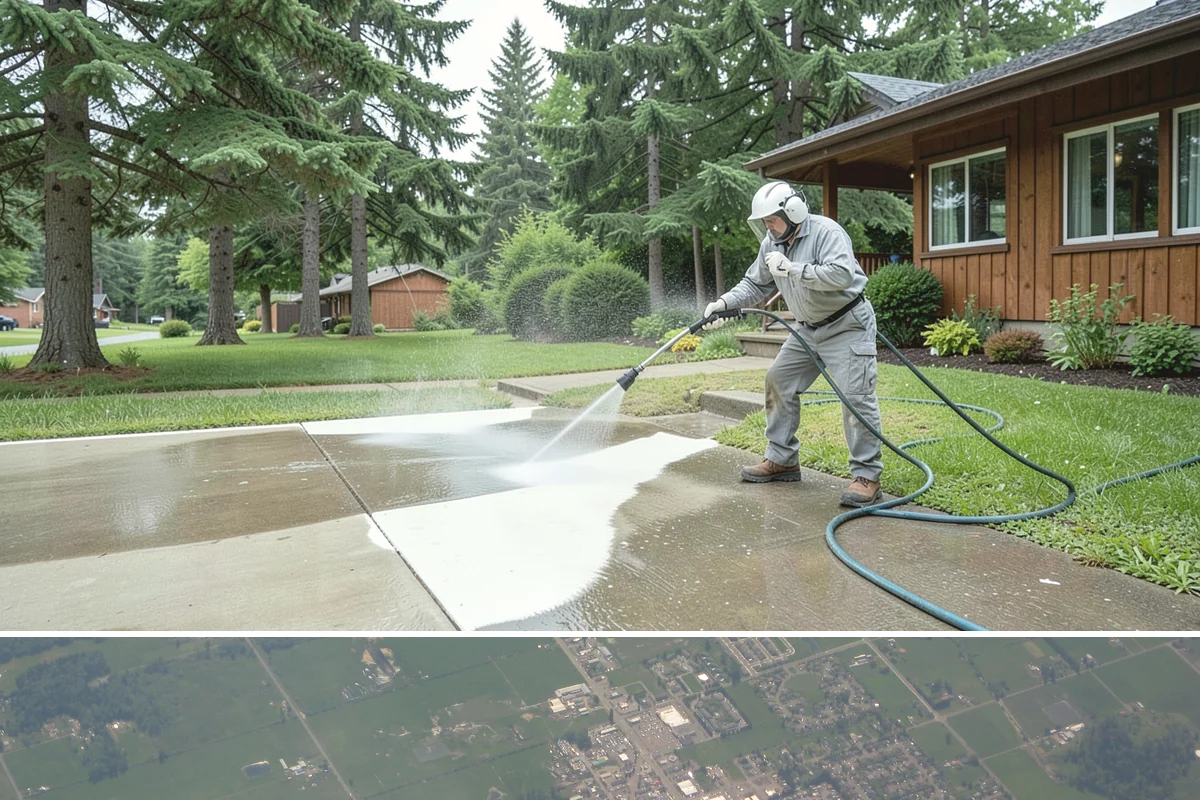 Concrete Wall Cleaning in Enumclaw, King County, WA - Spring is a strong time to clear the algae that flourished through the wet winter, giving walls a clean start before summer.