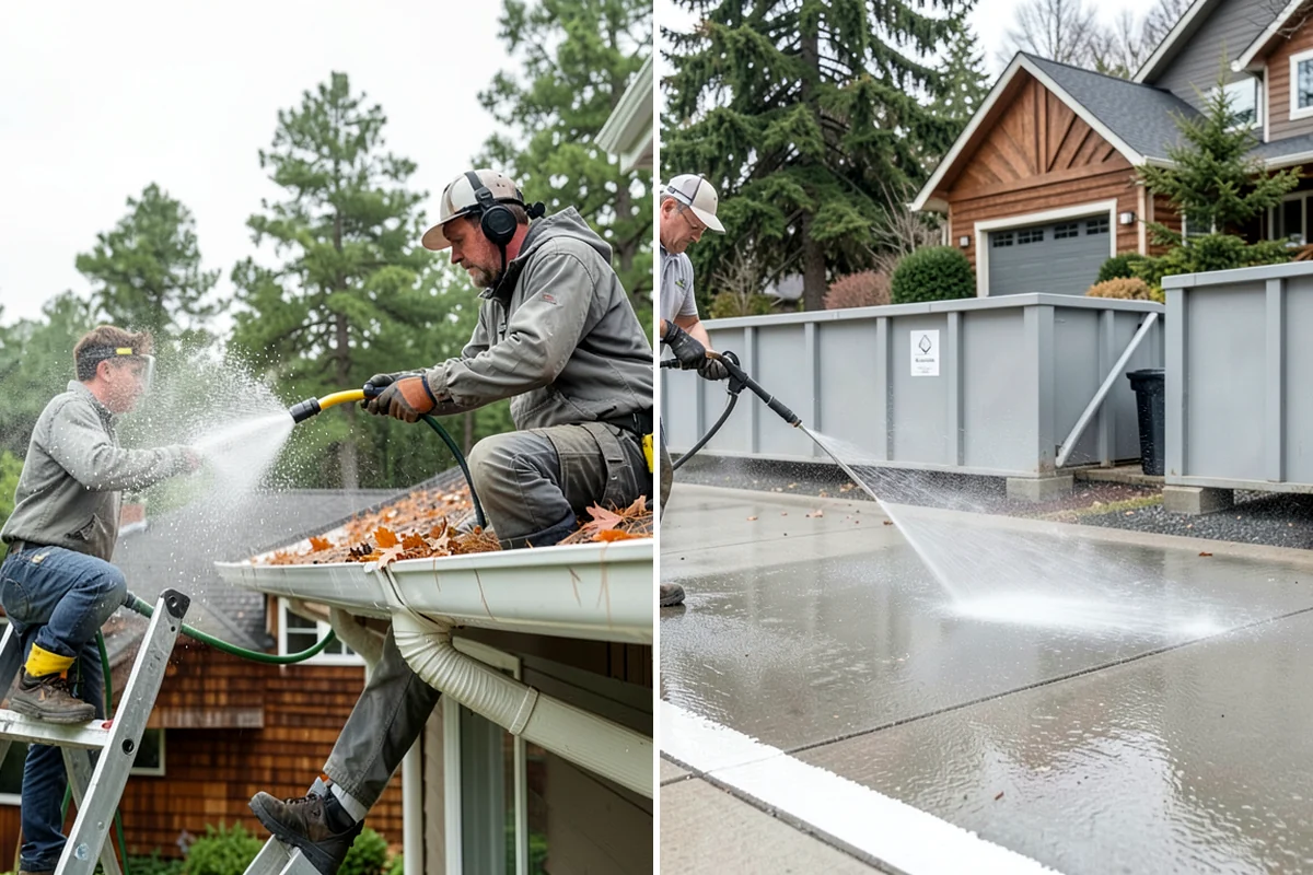 Concrete Wall Cleaning in Federal Way, King County, WA - Protect adjacent plantings and cover nearby surfaces