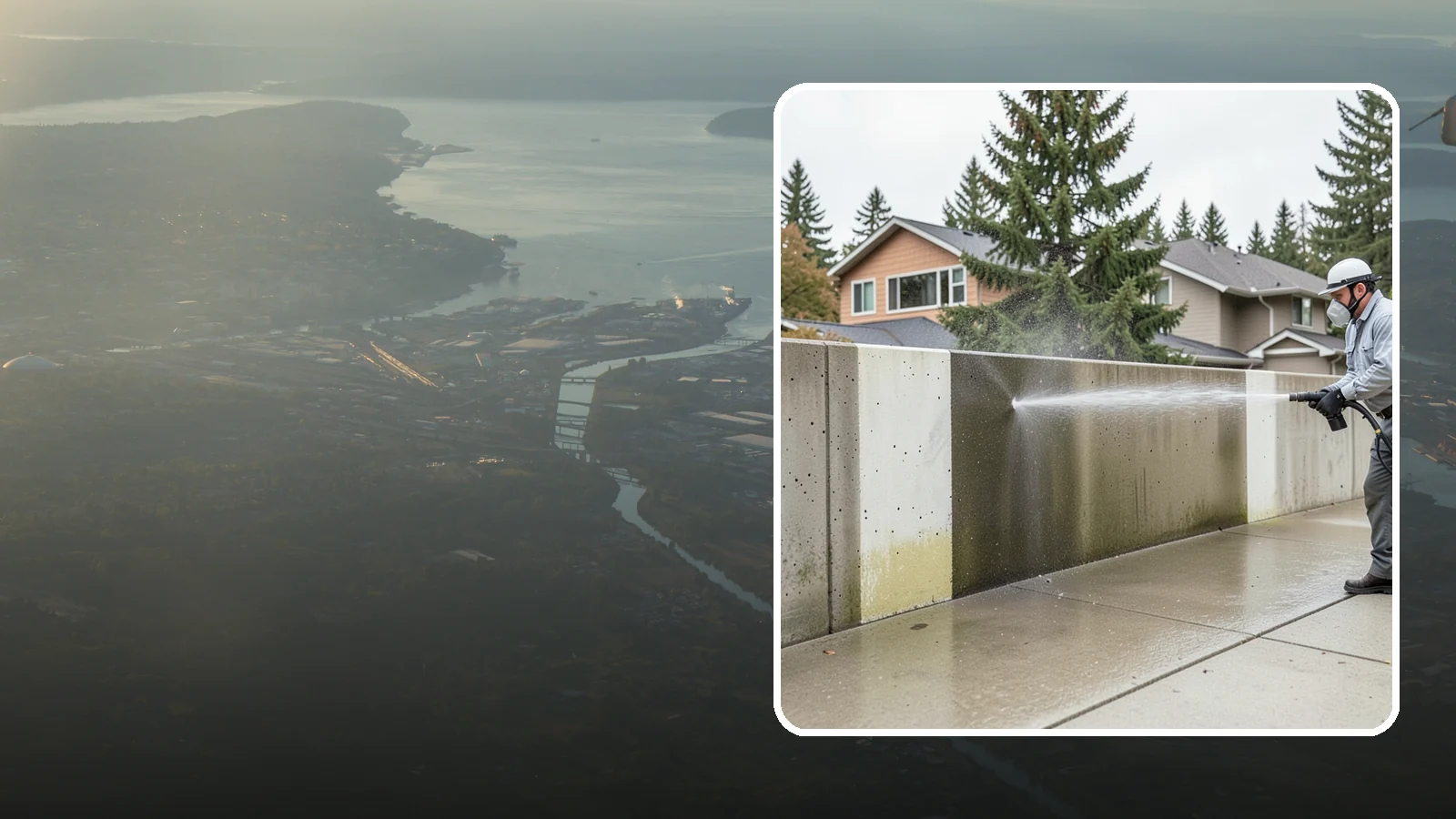 Concrete Wall Cleaning in Fife, Pierce County, WA - Wash algae and grime from vertical concrete walls using soft-wash methods that clean without gouging.