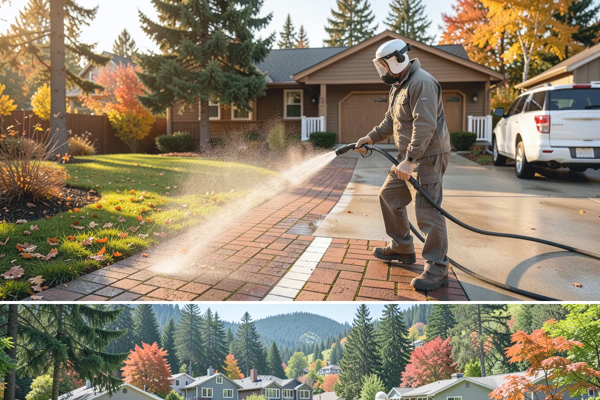 Concrete Wall Cleaning in Fircrest, Pierce County, WA - Spring is a strong time to clear the algae that flourished through the wet winter, giving walls a clean start before summer.