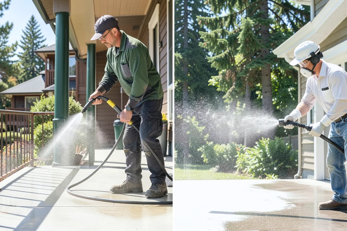 Concrete Wall Cleaning in Hamilton, Skagit County, WA - Protect adjacent plantings and cover nearby surfaces