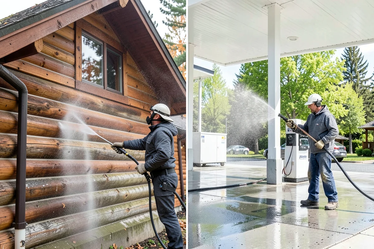 Concrete Wall Cleaning in Hunts Point, King County, WA - Protect adjacent plantings and cover nearby surfaces