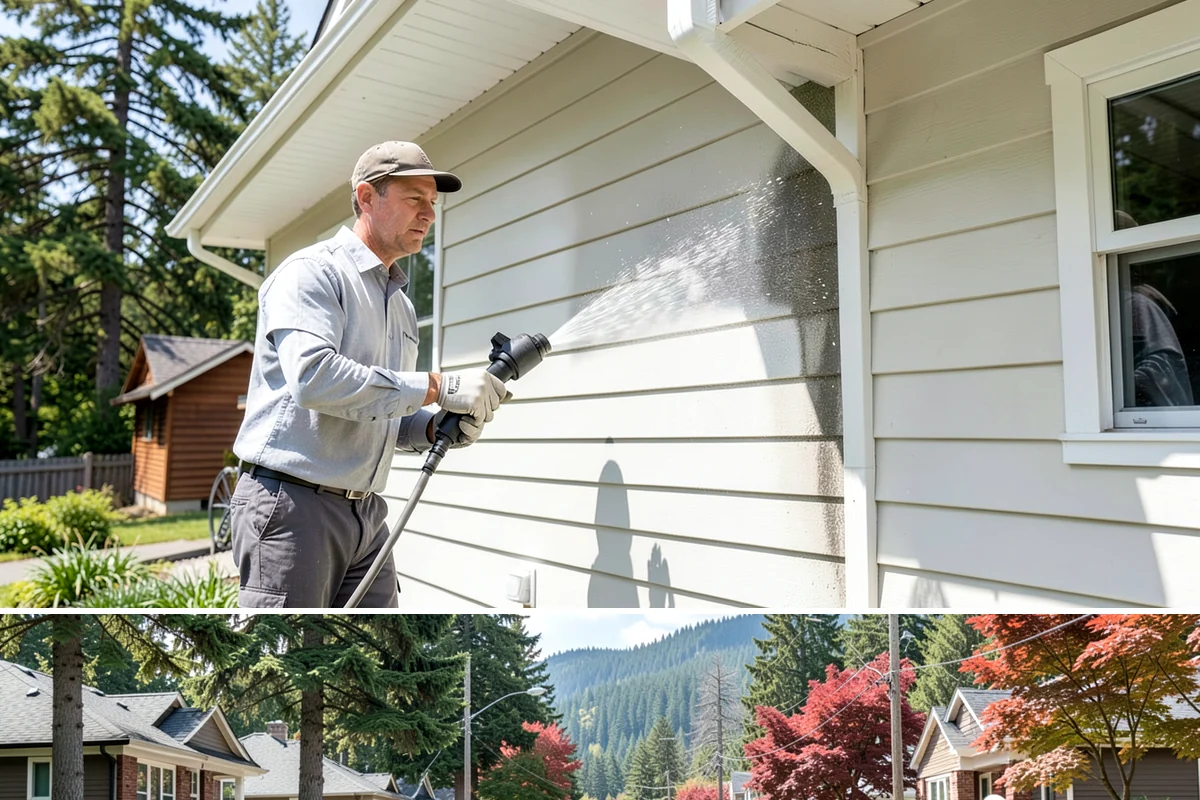Concrete Wall Cleaning in Hunts Point, King County, WA - Spring is a strong time to clear the algae that flourished through the wet winter, giving walls a clean start before summer.