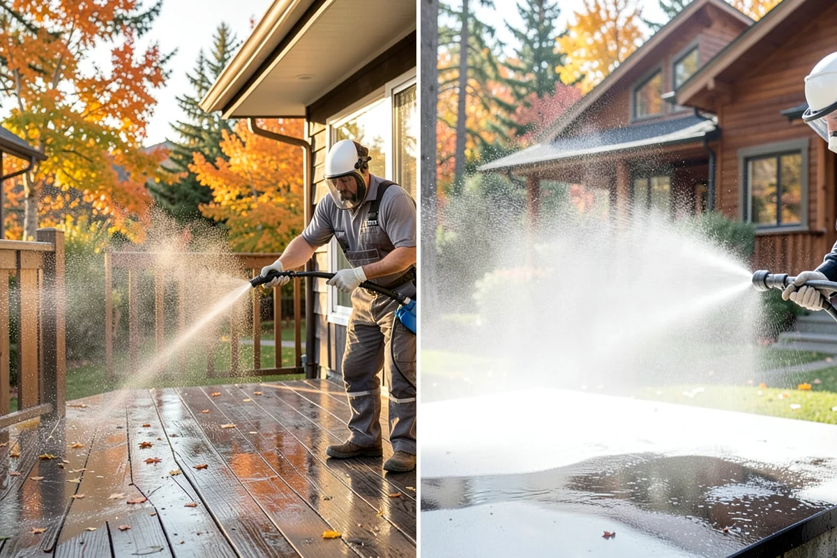 Concrete Wall Cleaning in Kenmore, King County, WA - Protect adjacent plantings and cover nearby surfaces