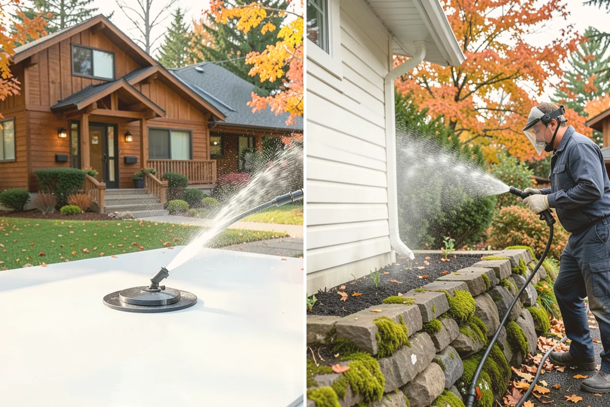 Concrete Wall Cleaning in Kirkland, King County, WA - Protect adjacent plantings and cover nearby surfaces