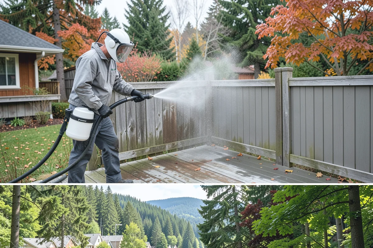 Concrete Wall Cleaning in Lake Forest Park, King County, WA - Spring is a strong time to clear the algae that flourished through the wet winter, giving walls a clean start before summer.