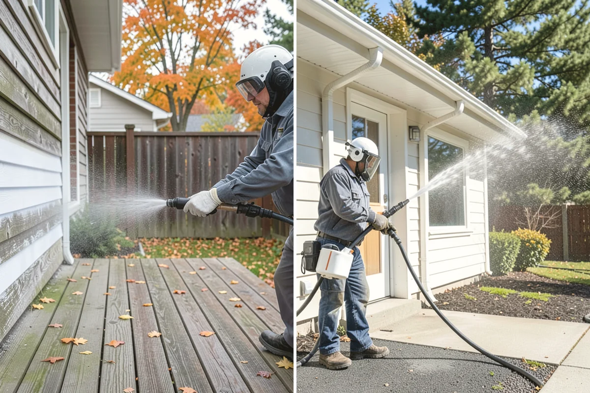 Concrete Wall Cleaning in Lake Stevens, Snohomish County, WA - Protect adjacent plantings and cover nearby surfaces
