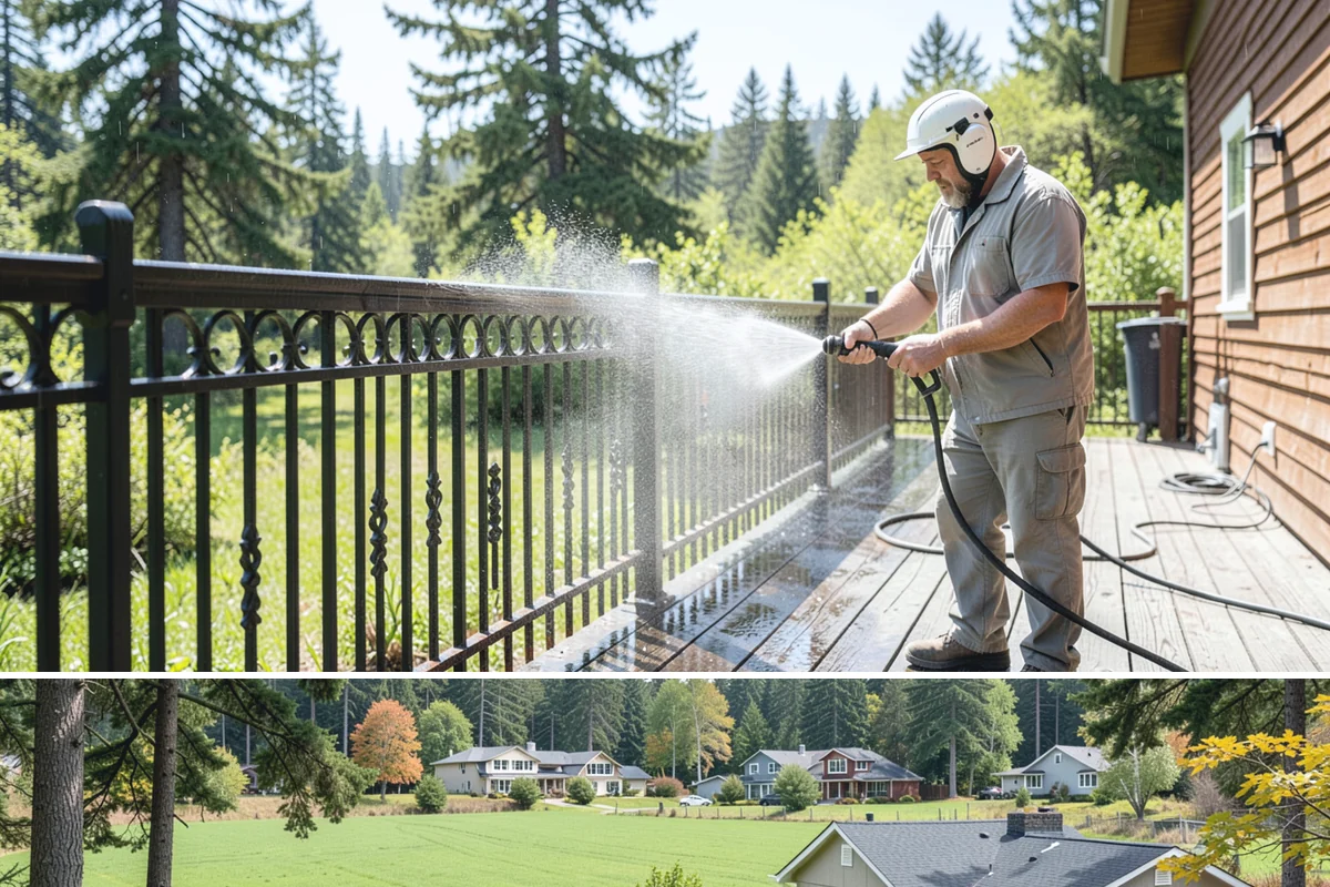 Concrete Wall Cleaning in Lyman, Skagit County, WA - Spring is a strong time to clear the algae that flourished through the wet winter, giving walls a clean start before summer.