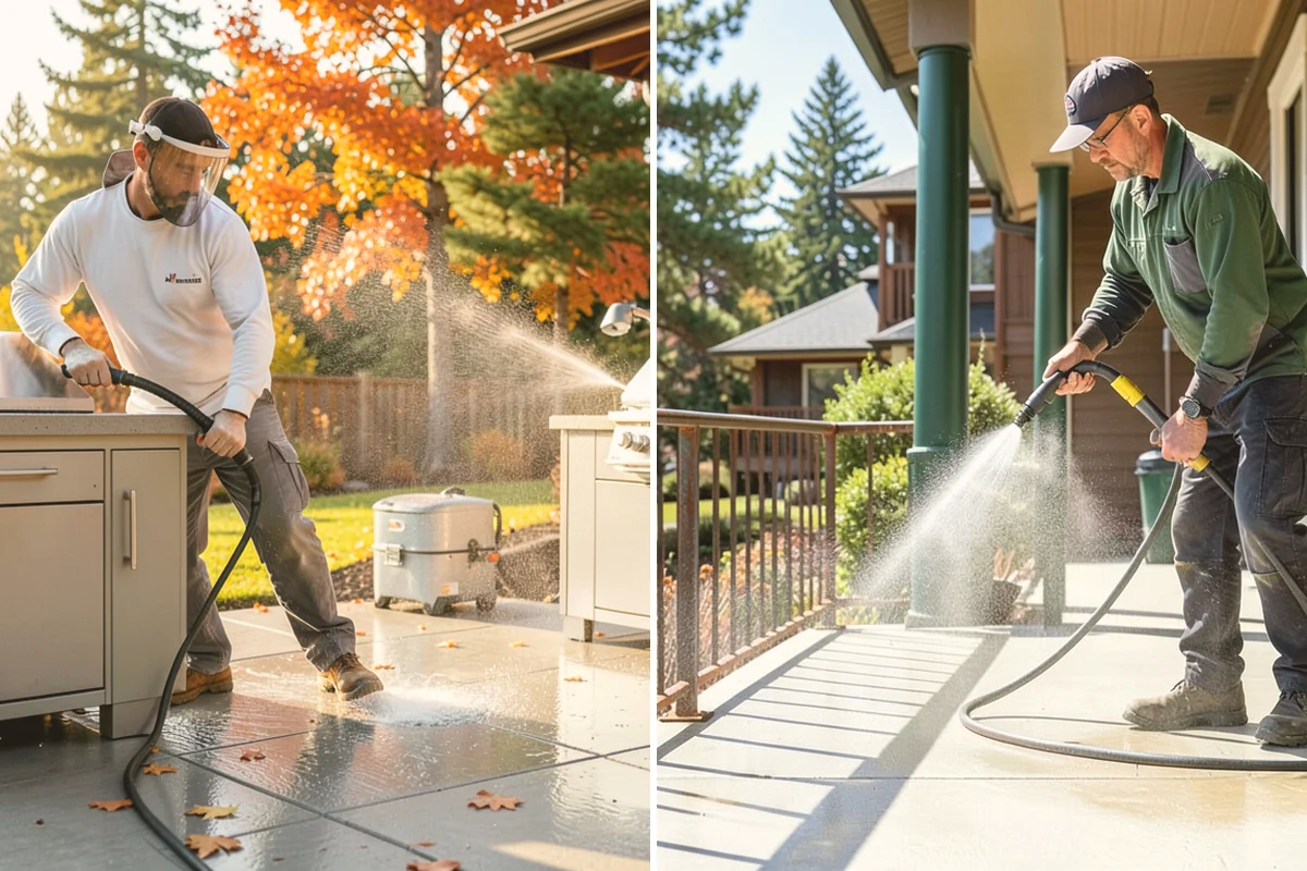 Concrete Wall Cleaning in Lynnwood, Snohomish County, WA - Protect adjacent plantings and cover nearby surfaces
