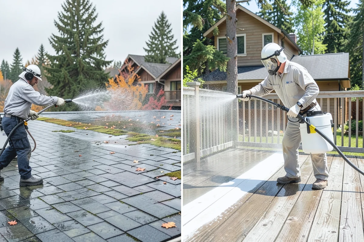 Concrete Wall Cleaning in Marysville, Snohomish County, WA - Protect adjacent plantings and cover nearby surfaces