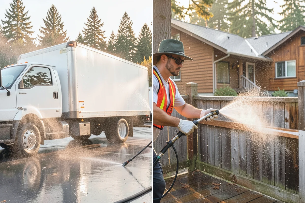 Concrete Wall Cleaning in Medina, King County, WA - Protect adjacent plantings and cover nearby surfaces