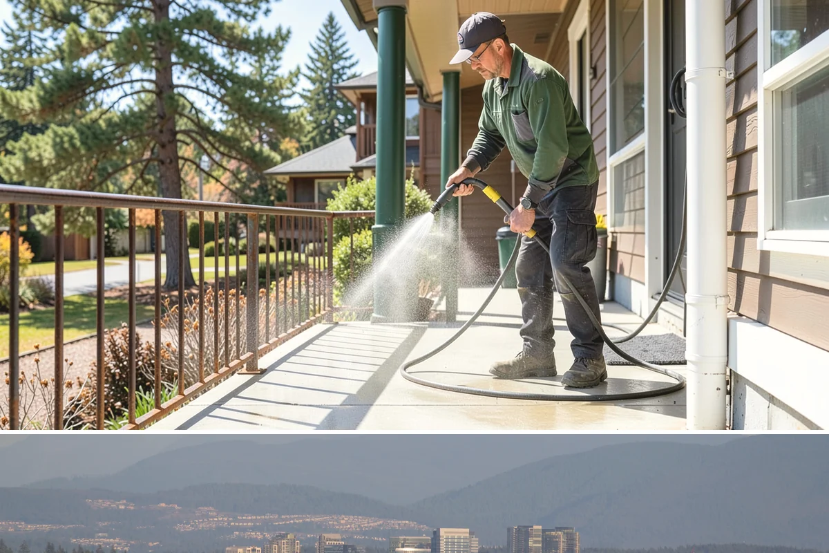 Concrete Wall Cleaning in Medina, King County, WA - Spring is a strong time to clear the algae that flourished through the wet winter, giving walls a clean start before summer.