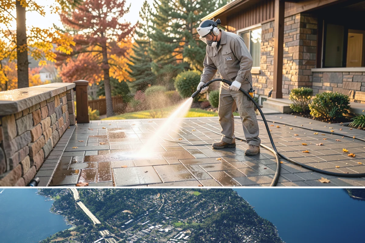 Concrete Wall Cleaning in Mercer Island, King County, WA - Spring is a strong time to clear the algae that flourished through the wet winter, giving walls a clean start before summer.