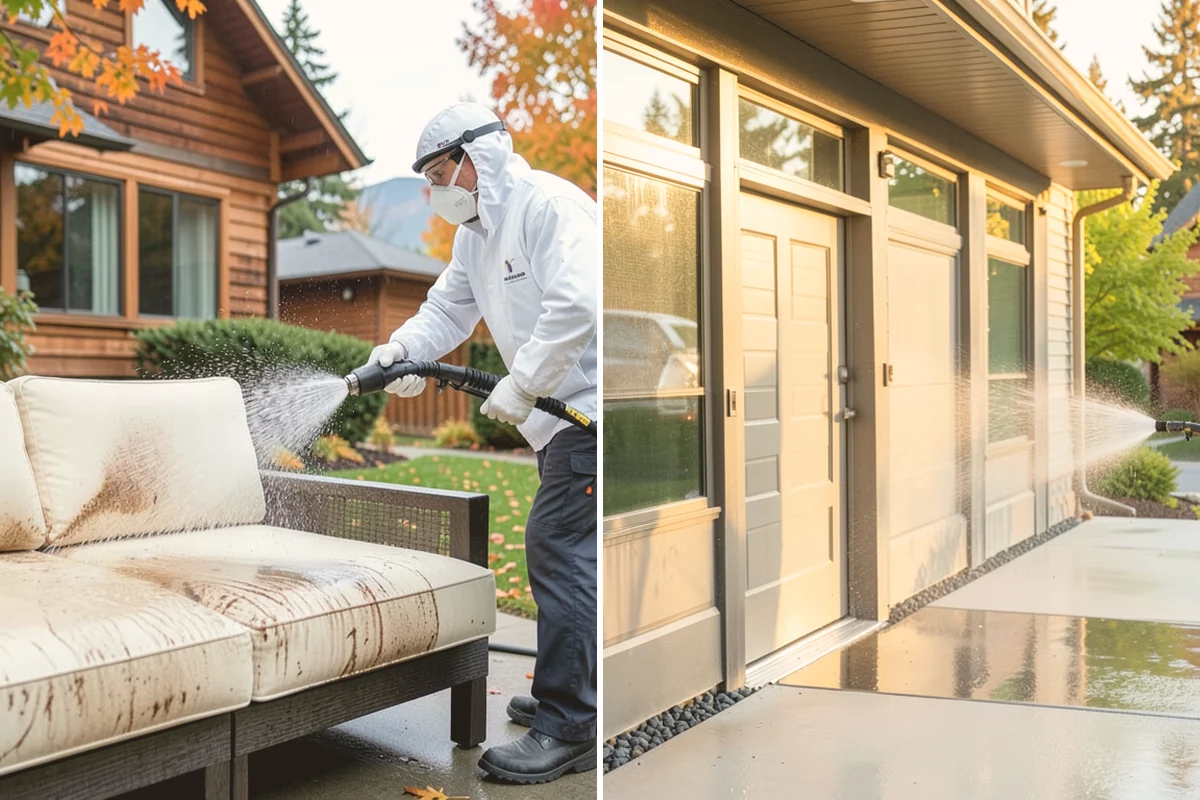 Concrete Wall Cleaning in Milton, King County, WA - Protect adjacent plantings and cover nearby surfaces