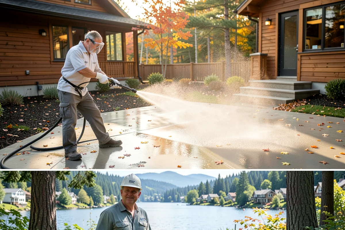 Concrete Wall Cleaning in Milton, King County, WA - Spring is a strong time to clear the algae that flourished through the wet winter, giving walls a clean start before summer.