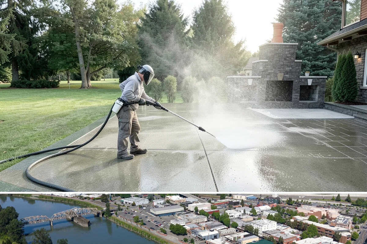 Concrete Wall Cleaning in Mount Vernon, Skagit County, WA - Spring is a strong time to clear the algae that flourished through the wet winter, giving walls a clean start before summer.