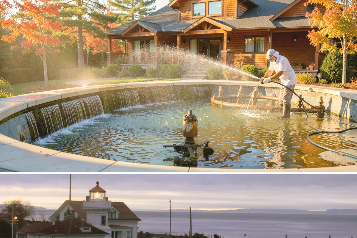 Concrete Wall Cleaning in Mukilteo, Snohomish County, WA - Spring is a strong time to clear the algae that flourished through the wet winter, giving walls a clean start before summer.