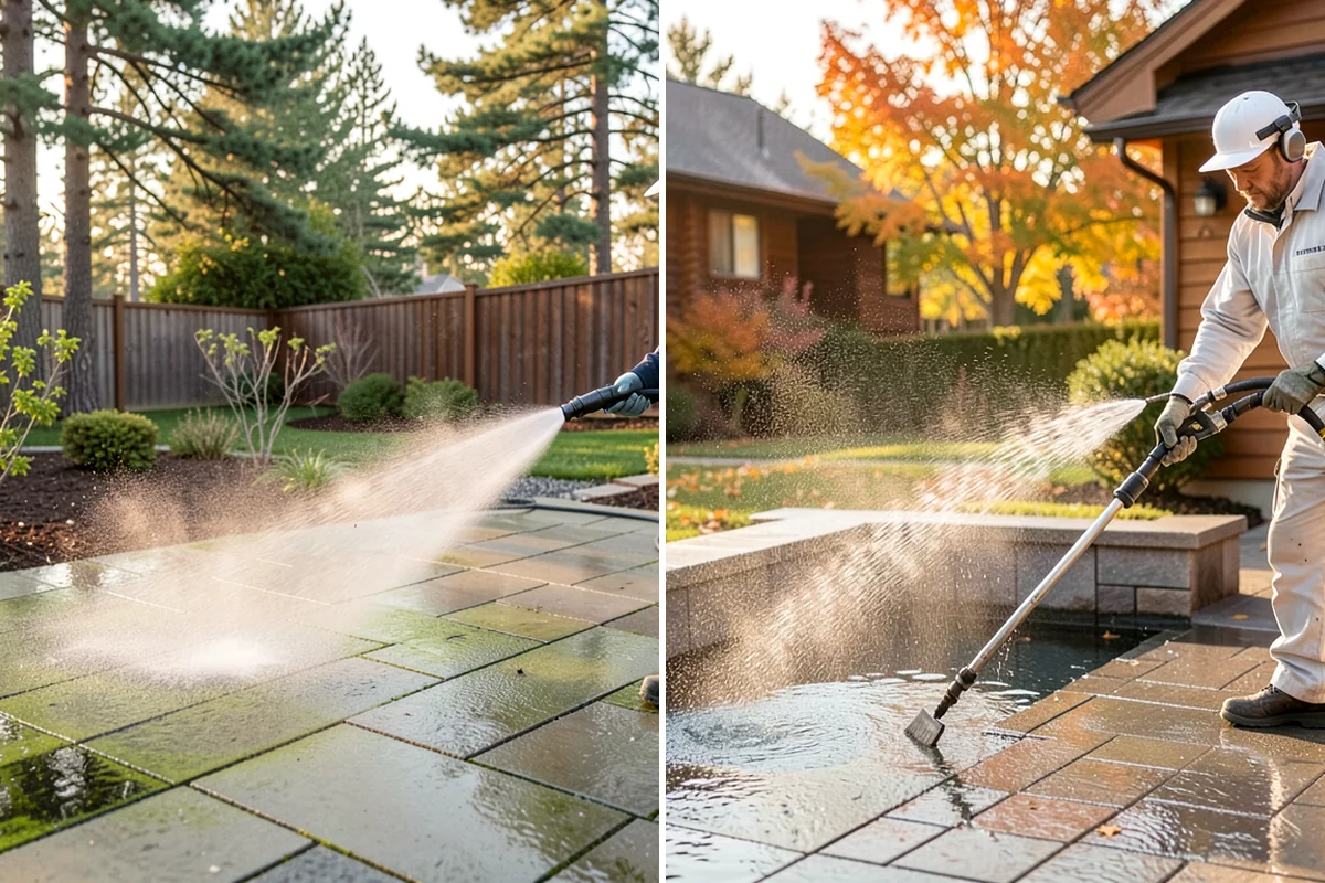 Concrete Wall Cleaning in Normandy Park, King County, WA - Protect adjacent plantings and cover nearby surfaces