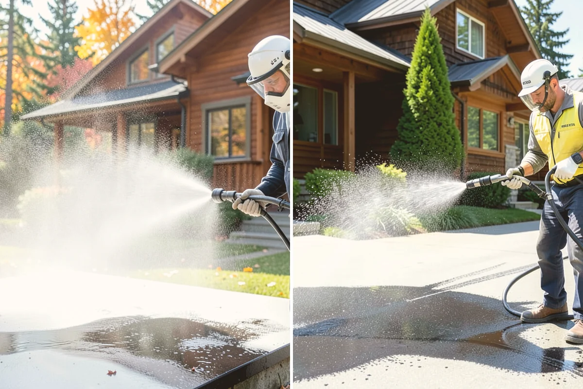 Concrete Wall Cleaning in Orting, Pierce County, WA - Protect adjacent plantings and cover nearby surfaces