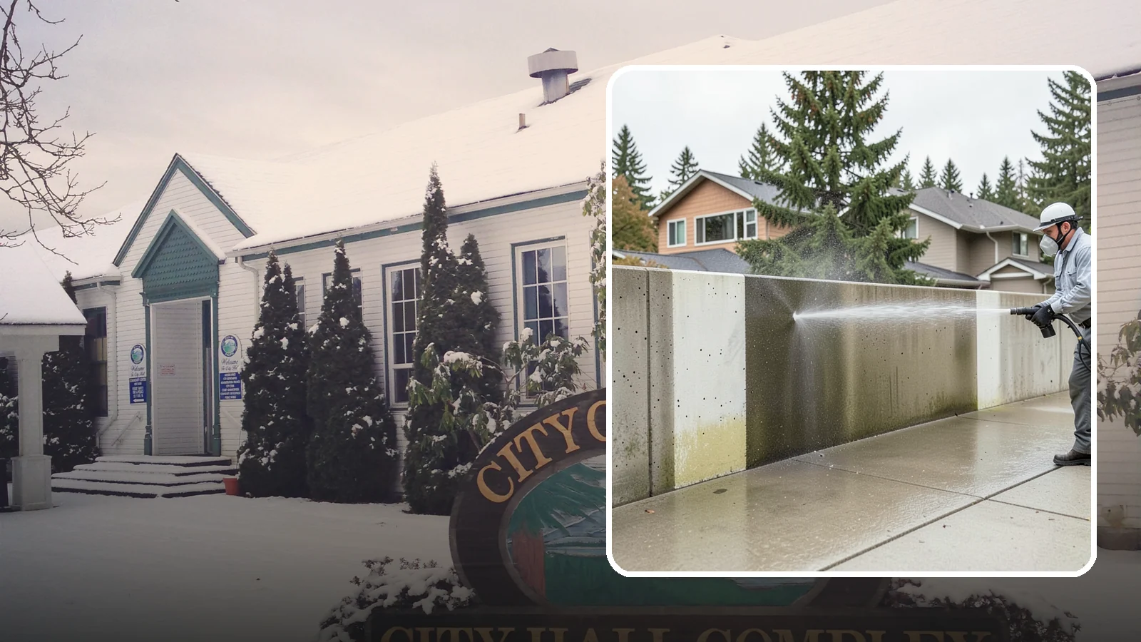 Concrete Wall Cleaning in Pacific, King County, WA - Wash algae and grime from vertical concrete walls using soft-wash methods that clean without gouging.