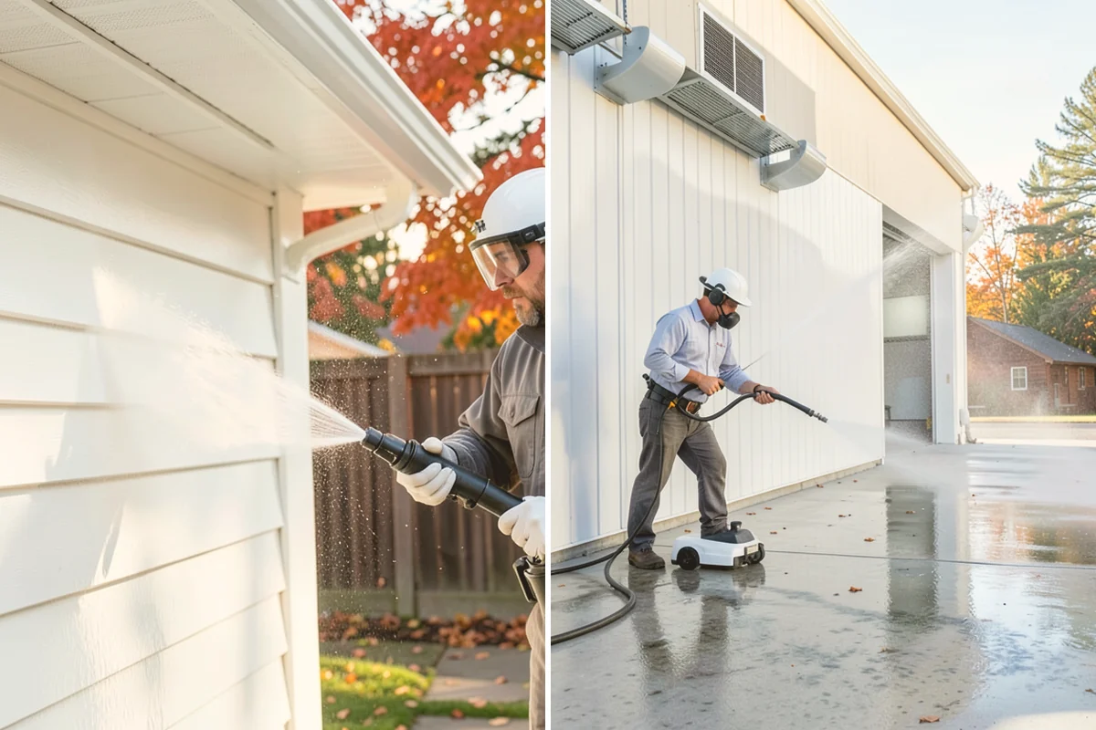 Concrete Wall Cleaning in Sammamish, King County, WA - Protect adjacent plantings and cover nearby surfaces