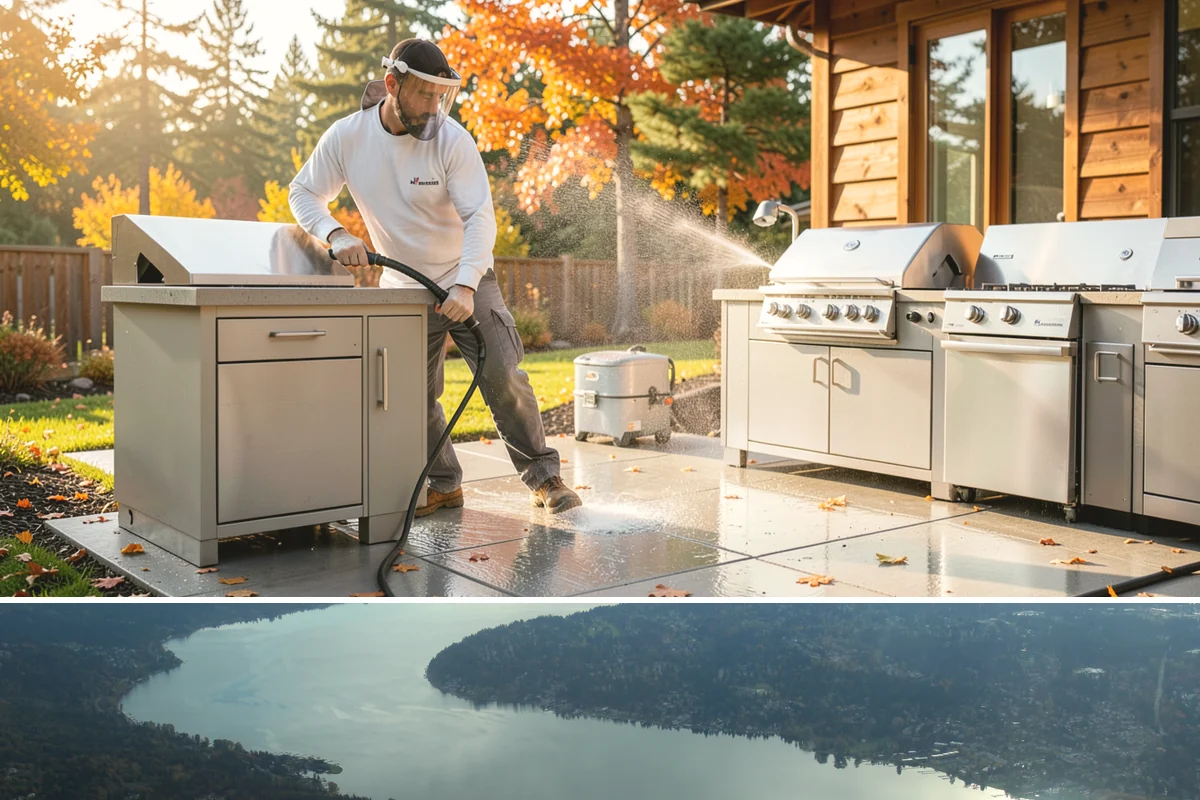 Concrete Wall Cleaning in Sammamish, King County, WA - Spring is a strong time to clear the algae that flourished through the wet winter, giving walls a clean start before summer.