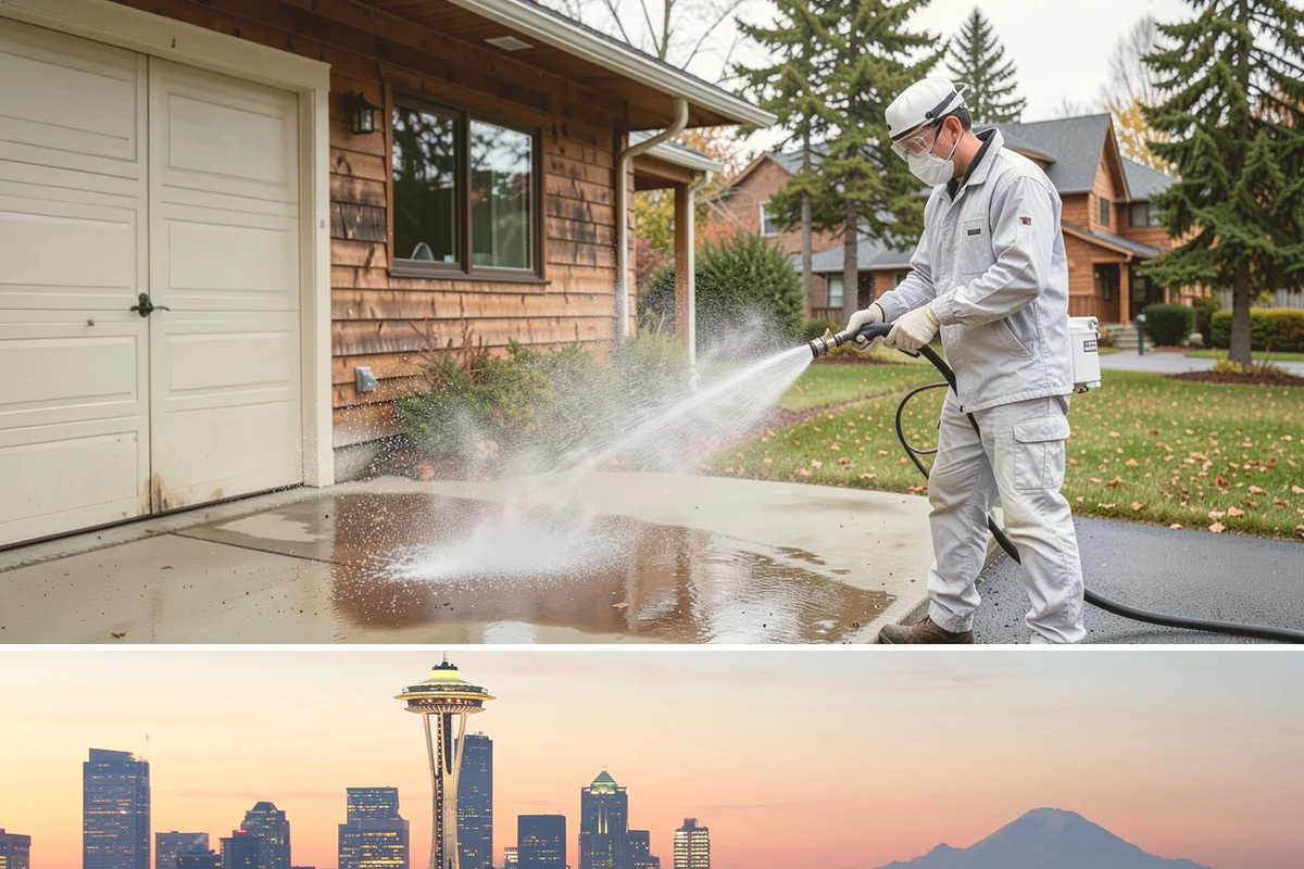 Concrete Wall Cleaning in Seattle, King County, WA - Spring is a strong time to clear the algae that flourished through the wet winter, giving walls a clean start before summer.