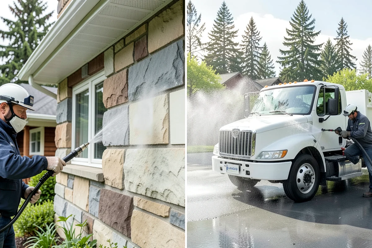 Concrete Wall Cleaning in Sedro-Woolley, Skagit County, WA - Protect adjacent plantings and cover nearby surfaces