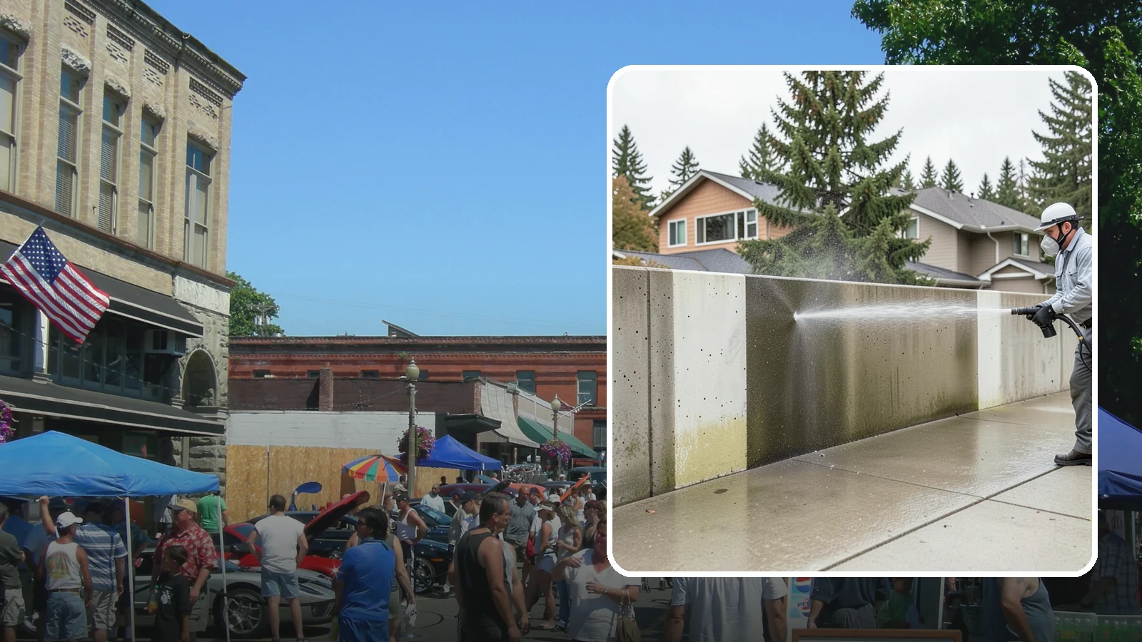 Concrete Wall Cleaning in Snohomish, Snohomish County, WA - Wash algae and grime from vertical concrete walls using soft-wash methods that clean without gouging.
