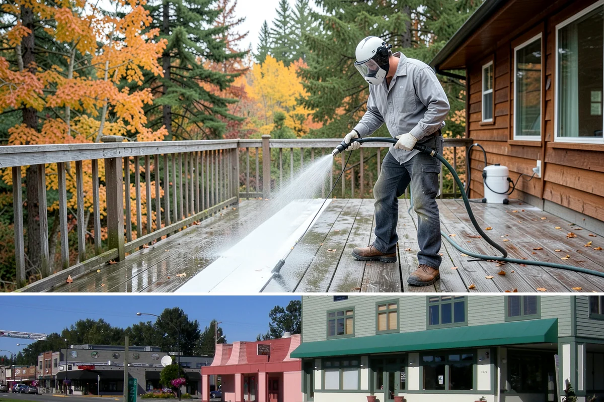 Concrete Wall Cleaning in Snoqualmie, King County, WA - Spring is a strong time to clear the algae that flourished through the wet winter, giving walls a clean start before summer.