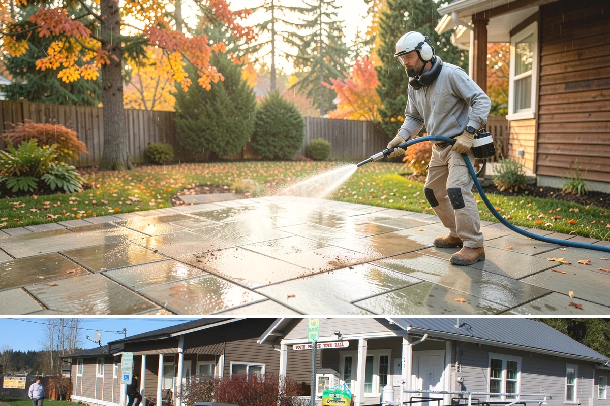 Concrete Wall Cleaning in South Prairie, Pierce County, WA - Spring is a strong time to clear the algae that flourished through the wet winter, giving walls a clean start before summer.