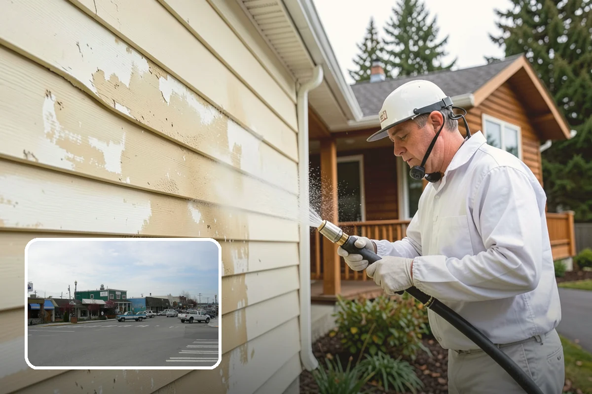 Concrete Wall Cleaning in Stanwood, Snohomish County, WA - Clears green algae from shaded, north-facing wall surfaces