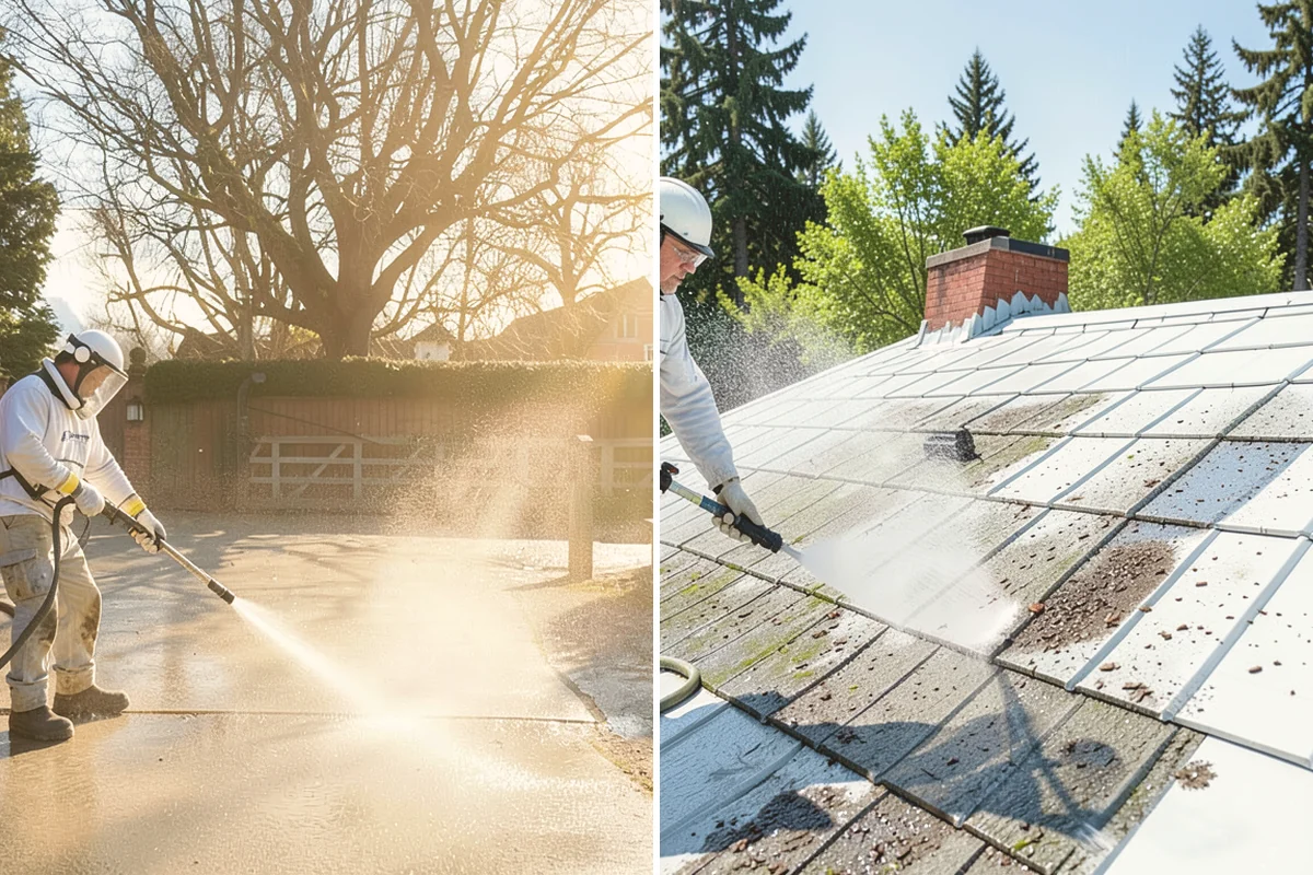 Concrete Wall Cleaning in Stanwood, Snohomish County, WA - Protect adjacent plantings and cover nearby surfaces