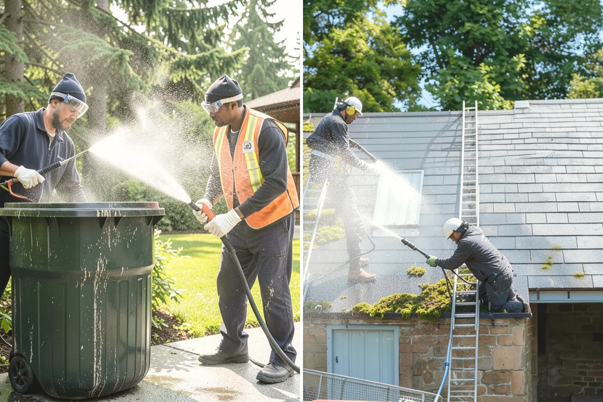 Concrete Wall Cleaning in Steilacoom, Pierce County, WA - Protect adjacent plantings and cover nearby surfaces