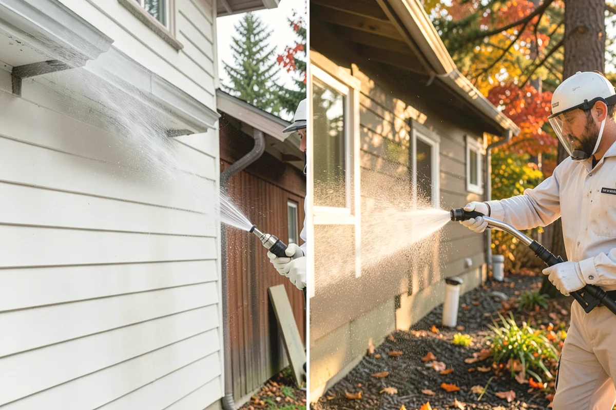 Concrete Wall Cleaning in Tukwila, King County, WA - Protect adjacent plantings and cover nearby surfaces