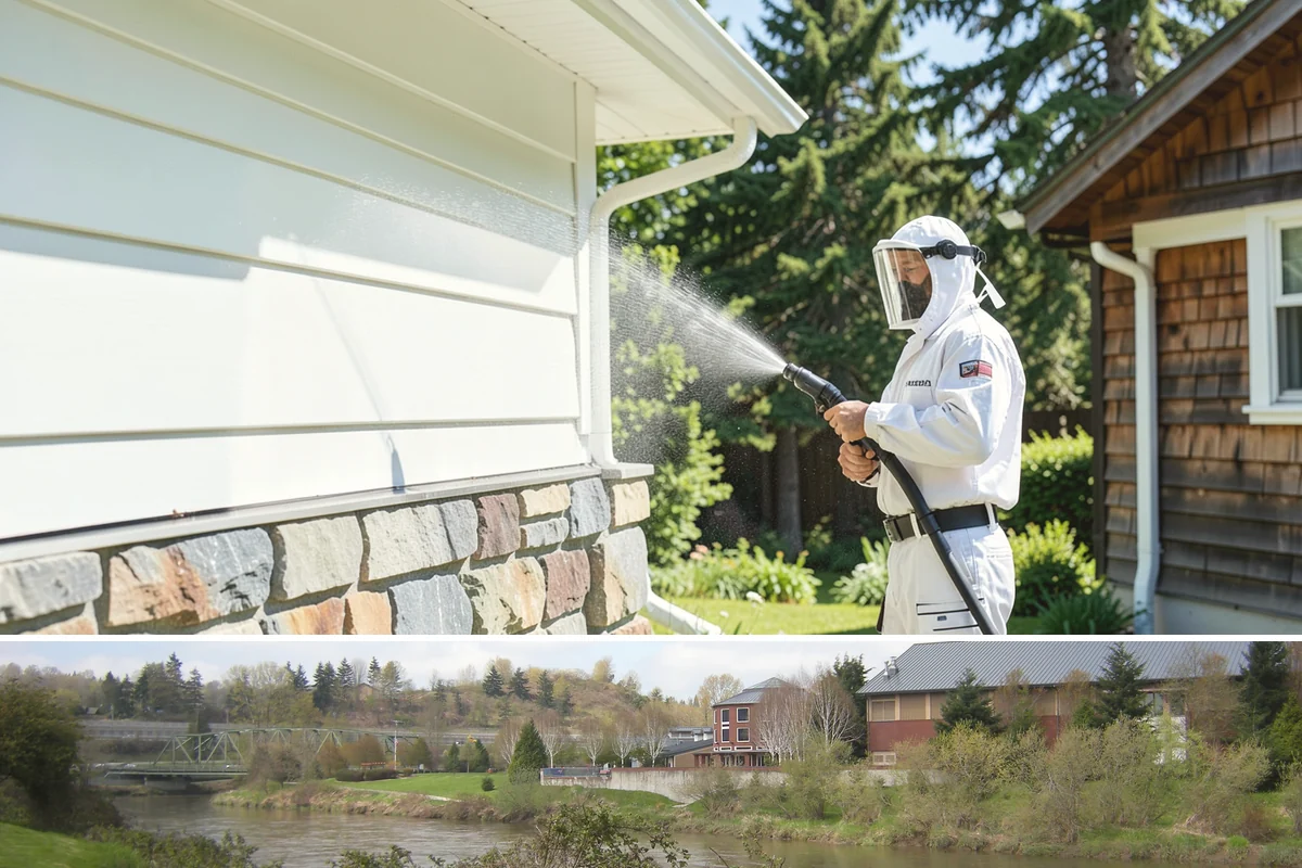 Concrete Wall Cleaning in Tukwila, King County, WA - Spring is a strong time to clear the algae that flourished through the wet winter, giving walls a clean start before summer.