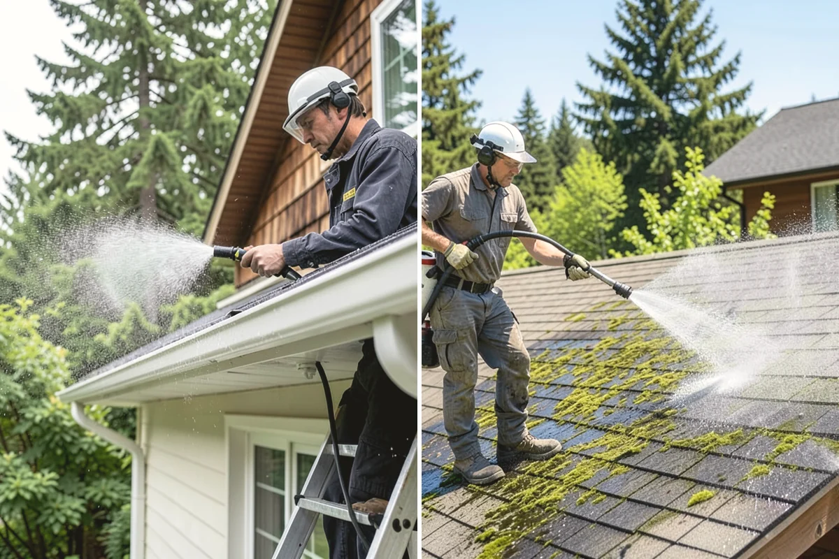 Concrete Wall Cleaning in University Place, Pierce County, WA - Protect adjacent plantings and cover nearby surfaces