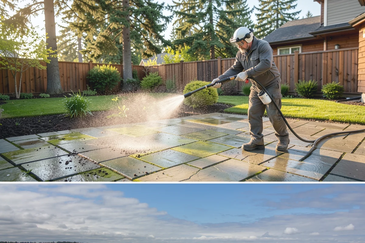 Concrete Wall Cleaning in University Place, Pierce County, WA - Spring is a strong time to clear the algae that flourished through the wet winter, giving walls a clean start before summer.