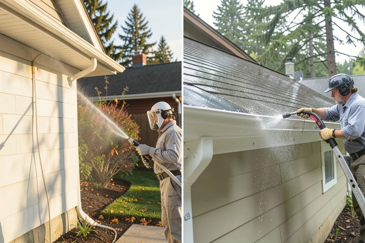 Concrete Wall Cleaning in Yarrow Point, King County, WA - Protect adjacent plantings and cover nearby surfaces