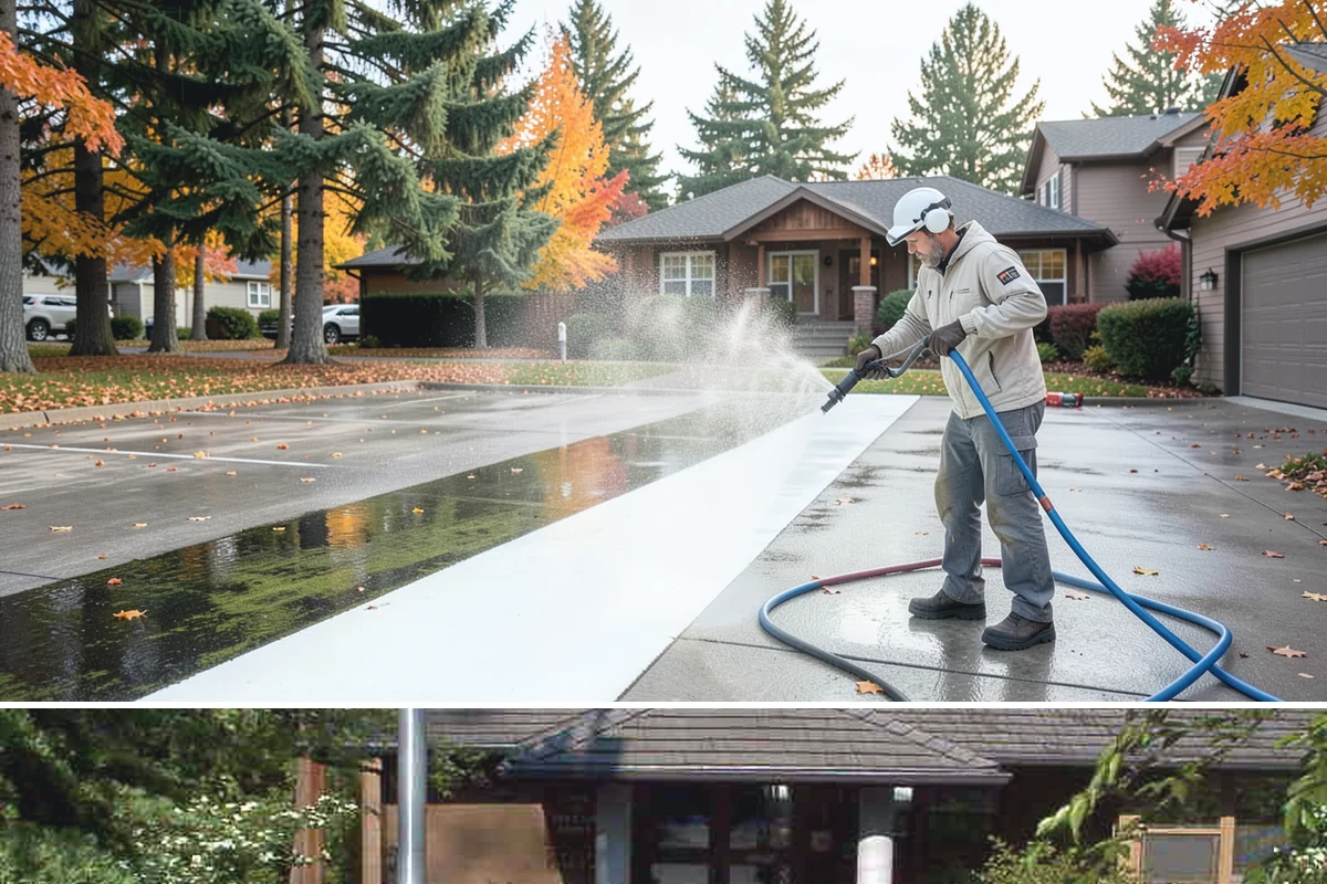 Concrete Wall Cleaning in Yarrow Point, King County, WA - Spring is a strong time to clear the algae that flourished through the wet winter, giving walls a clean start before summer.