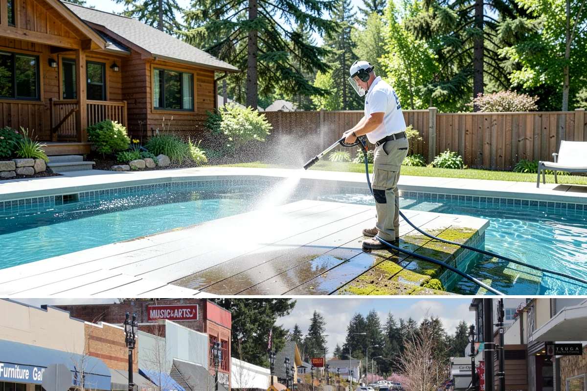 Construction Cleanup Washing in Bothell, King County, WA - Construction cleanup washing is scheduled at project completion in any season, with extra rinsing needed after Washington's rainy...