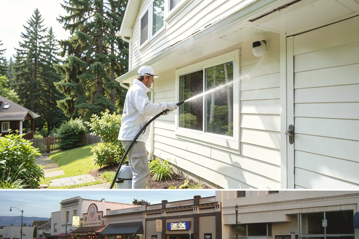 Construction Cleanup Washing in Burlington, Skagit County, WA - Construction cleanup washing is scheduled at project completion in any season, with extra rinsing needed after Washington's rainy...